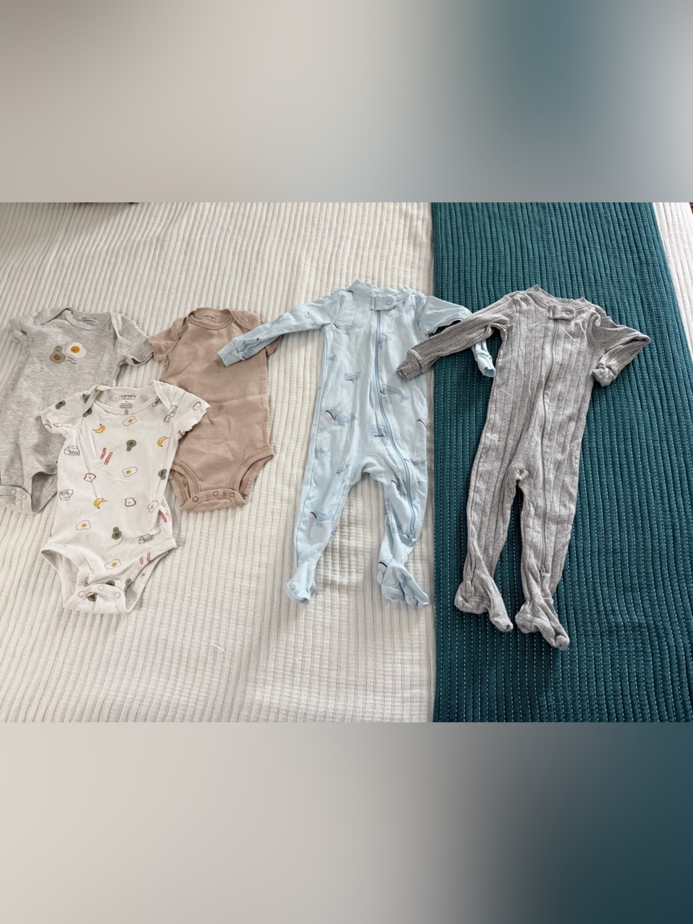 Mixed Baby One-Piece Set, Carter’s and Membersmark, 9 m, 5 pcs